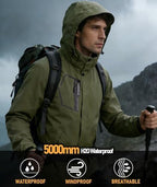 Men's Rain Jacket Waterproof Lightweight Hood jackets for Hiking Cycling Travel Raincoat S-6XL