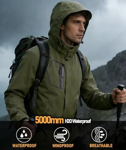 Men's Rain Jacket Waterproof Lightweight Hood jackets for Hiking Cycling Travel Raincoat S-6XL
