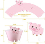 Blulu 60 Pieces Farm Animal Cupcake Toppers and Wrappers for Farm Theme Party Cupcake Wrappers Toppers Animal Birthday Barnyard Party Decoration Baby Shower Supplies