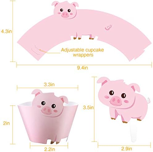 Blulu 60 Pieces Farm Animal Cupcake Toppers and Wrappers for Farm Theme Party Cupcake Wrappers Toppers Animal Birthday Barnyard Party Decoration Baby Shower Supplies
