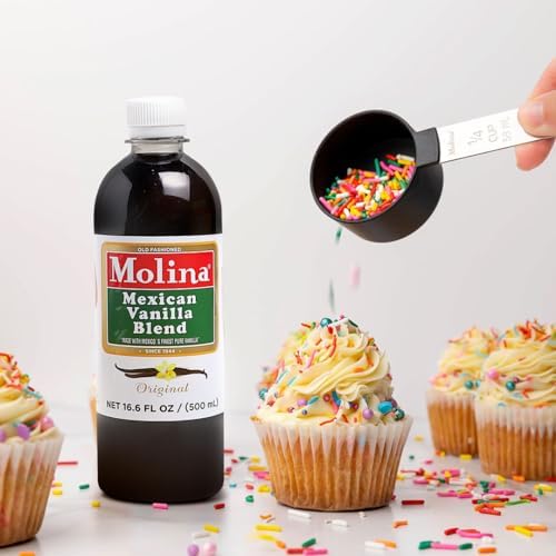 Vanilla Molina - Mexican Vanilla Blend with Pure Vanilla Extract - 2 Pack (16.6 Fl Oz Bottles) - 33.86 Fl Oz Total, Natural Flavoring for Baking, Drinks and Desserts