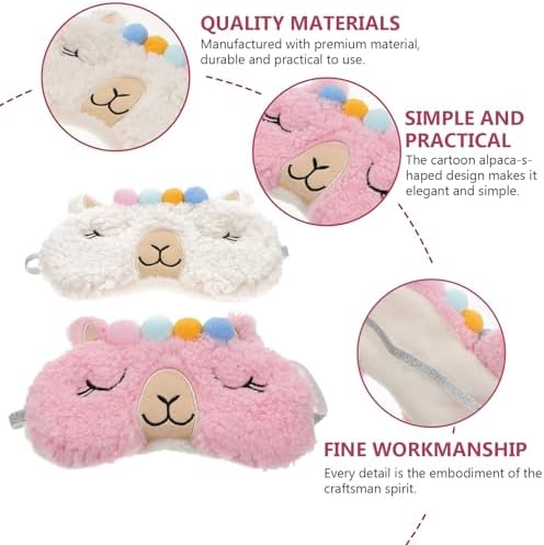 FRCOLOR Supple Alpaca-Shaped Sleep Mask Blindfold 2pcs Soft Travel Eye Cover Light Blocking for Night Sleeping and Nap Use Random Color