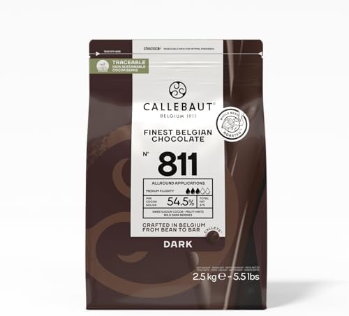 Callebaut Recipe No. 811 Finest Belgian Dark Chocolate With 54.5% Cacao, 5.51 Pound