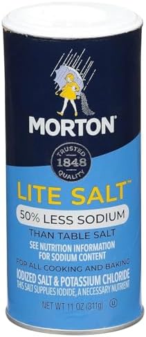 Morton Lite Salt, 11 Ounce Canister (Pack of 12)