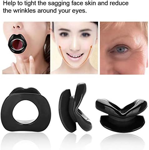 Face Slimmer Lip Trainer Silicone Face Lifting Lip Exerciser Mouth Muscle Tightener Tightening Anti Wrinkle Anti Aging Oral Exerciser Facial Slimmer Tool (Black)
