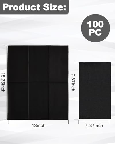 Goodluck 100-Pack Black 3-Ply Disposable Guest Napkins, 13 x 16 Inch Large Paper Hand Towels for Bathroom, Soft & Absorbent Dinner Napkins for Party, Wedding, New Year, Wedding, Birthday Party