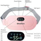 Heated Waist Belt with Vibration, USB-C Rechargeable Heating Pad for Cramps & Lower Back, 3 Heat Levels & 4 Massage Modes, Adjustable Strap, LED Display (Pink)