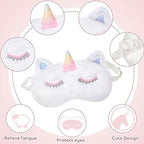 Geyoga 6 Pcs Sleep Mask Cute Unicorn Bunny Cat Sleeping Eye Cover Funny Soft Plush Blindfold Animal Shade Eyeshade Eye Covers for Women Adult Travel Nap Night Sleeping