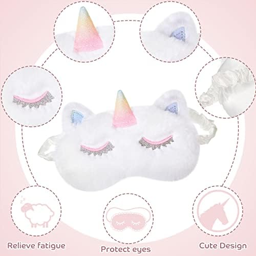 Geyoga 6 Pcs Sleep Mask Cute Unicorn Bunny Cat Sleeping Eye Cover Funny Soft Plush Blindfold Animal Shade Eyeshade Eye Covers for Women Adult Travel Nap Night Sleeping