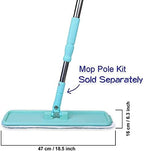 Microfiber Replacement Mop Pad, 18" x 6" Wet & Dry Home & Commercial Cleaning Refills, Reusable Floor Mop Pads (6 Pack) Blue