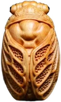 Acxico 1 Piece Charming Wooden Cicada Figurine, Versatile Indoor/Outdoor Decor, Natural Wood Insect Statue, Home Accent for Christmas and Daily Display