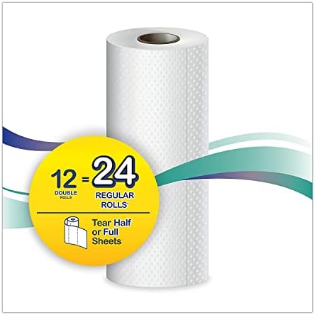 Windsoft Premium Paper Towels, 12-Pack, 110 Sheets Per Roll, Double Rolls, Perforated Full & Half Sheets, 2-Ply White Kitchen Towels, Embossed and For Enhanced Absorbency
