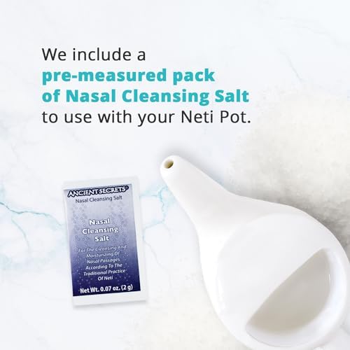 Ancient Secrets Nasal Cleansing Salt, Non-Iodized – USP-Grade Sodium Chloride for Any Neti Pot, Sinus Irrigation System, 10 Oz + Single-Use Travel Pack