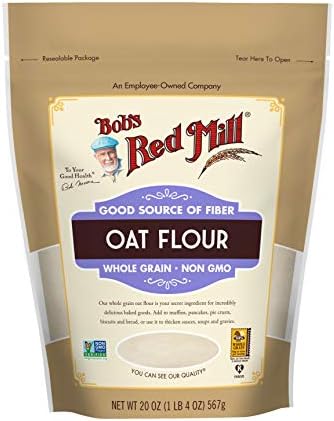 Bob's Red Mill Whole Grain Oat Flour, 20oz (Pack of 4) - Whole Grain, Vegan, Kosher