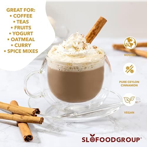 Slofoodgroup Ceylon Cinnamon Sticks - Pure Ceylon Cinnamon Quills 5 Inch Cut Cinnamon Spice from Sri Lanka, True Cinnamon - Cinnamomum Verum, 8 OZ.