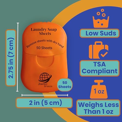 Travel Laundry Detergent Sheets 50 Pack – Compact Travel Detergent for Sink Washing, Lightweight Laundry Detergent Strips for Clothes on Trips, Hotels & Cruises