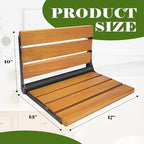 Folding Shower Seat Teak, Folding Shower Seat Wall Mounted, Foldable Shower Chair for Home Care, 450 lbs Capacity (Black-Colored Stainless Steel, 13'' D x 17'' W x 10'' H)