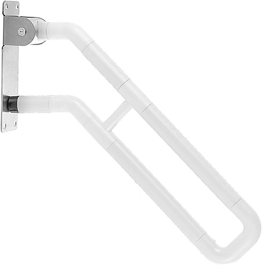 Stair Railing Indoor Modern Wall Mount Foldable Handrail Grab Bars for Shower Hand Rail Stair Handle Bar Banister Rail Indoor & Outdoor Steps Corrider Corner Handrail White L29.5''