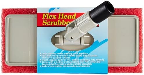 STAR BRITE Large Scrub Pad with Flexible Head Scrubber - Medium Texture (Red) - Attach to Extension Handle for an Extra 3’-10’ of Reach (040124)