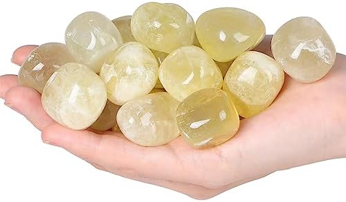 YATOJUZI Citrine Bulk Natural Healing Crystals Tumbled Polished Pocket Stones Crystal for Energy Reiki Tumbling Cabbing Balancing Decoration Home Decor Gemstones Meditation Therapy 100g