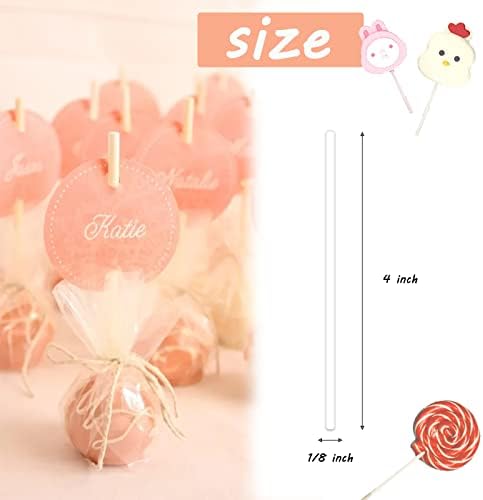 500 Pcs 4-Inch White Lollipop Sticks,Cake Pops Sticks,Paper Treat Sticks Sucker Stick for Cake Toppers,Dessert,Chocolate,Cookie,Candy(3mm)