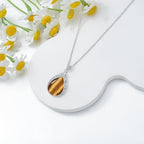 Teardrop Necklace 925 Sterling Silver Filigree Gemstone Pendant Necklace Fine Jewelry Birthday Mother's Day Gifts for Women Her Mom