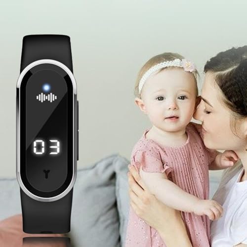 Ultrasonic Buzz Defense Bracelet – New Rechargeable Chemical-Free Buzz Defense, Waterproof, Three Adjustable Modes, Digital Light Display for Outdoor, Travel & Night Use (Black)