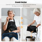 Noverlife Adjustable Adult Bib with Large Crumb Catcher Pocket, Reusable Eating Apron for Elderly Dining Clothing Protector, Washable Adult Feeding Bib for Women & Men, Present for Seniors, Black