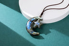 GEHECRST Labradorite Crystal Necklace for Women Natural Gemstone Carved Moon Star Healing Stone Energy Protection Adjustable Pendant Necklace Jewelry Gift for Mom Mothers Day