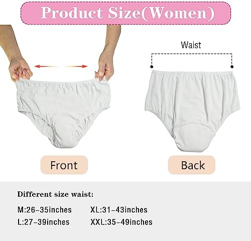 Pull On Style Adult Cloth Diaper for Women, Reusable Nappy Washable Elderly Incontinence Care Protection Nappies Underwear for Women, Repeatedly Washing Leak-Proof Safety Pants (27-39 inch Waist)