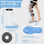 Adult Leg Cast Protector for Shower, KT5105 Waterproof Cast Cover for Shower Leg with Non-Slip Padding Bottom, Full Leg Shower Protector Watertight Protection to Broken Leg, Knee, Foot, Ankle Wound
