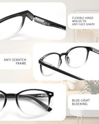 JOLISU 5 Pack Reading Glasses For Women, Blue Light Blocking Computer Reader Spring Hinge Eyeglasses