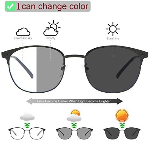 YIMI Blue Light Blocking Glasses Photochromic Sunglasses for Women Men Round Cateye Frame UV Filter Computer Gaming Glasses