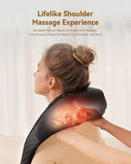 Shiatsu Neck and Back Massager with Heat, Neck and Shoulder Massager, 4D Deep Tissue Kneading Massage for Leg, Full Body Muscle Pain Relief, Ergonomic Design, Ideal Gifts for Women Men, Not Cordless
