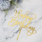 1 PCS Happy Birthday Cake Topper for Celebrating Happy Birthday Anniversary Party Cake Decorations Supplies Glitter (Golden acrylic)