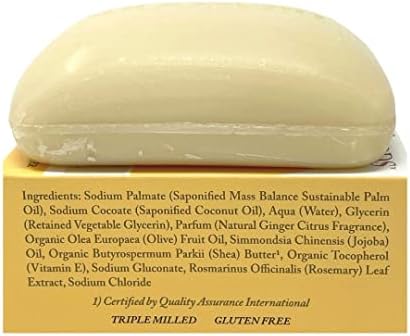 Dr. Woods Moisturizing Ginger Citrus Bar Soap with Jojoba Oil and Organic Shea Butter, 5.25 Ounce (Pack of 1)