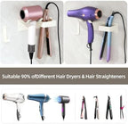 Hair Dryer and Straightener Holder, Upgraded Hair Straightener Holder with Cable Hook, Stainless Steel Universal Hair Dryer Wall Mount Waterproof for Bathroom Space-Saving White