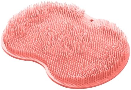 Shower Scrubber Mat, Back Washer Exfoliatin, Foot Cleaner Wash Pad, Wall Mounted Slip Suction Cups(Pink)