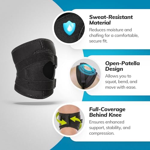 BraceAbility Patella Knee Brace for Women and Men - Patella Stabilizer Brace for Kneecap Dislocation, Patellofemoral Pain, Runners Knee, Tendonitis, MCL LCL Arthritis, Patellar Tendon, ACL Support (M)