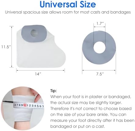 COMFYTHERA Waterproof Cast Cover for Shower Ankle Wound Protector Bath Adult Watertight Cast Bag Showering for Surgery Foot, Ankle, Burns Reusable (A - 1 Foot)