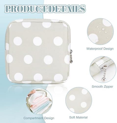 RETON 5 Pcs Sanitary Napkin Storage Bag, Portable Period Bag Period Pouch for Panty Liners Tampons Sanitary Pads, Menstrual Pad Bag Feminine Menstruation First Period Bags for Young Girls Women