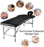 Portable Massage Table Foldable Massage Bed Folding Lash Tattoo Table Lightweight Spa Salon Facial Bed for Esthetician Eyelash Home Physical Therapy Table 2 Section Adjustable Height Black