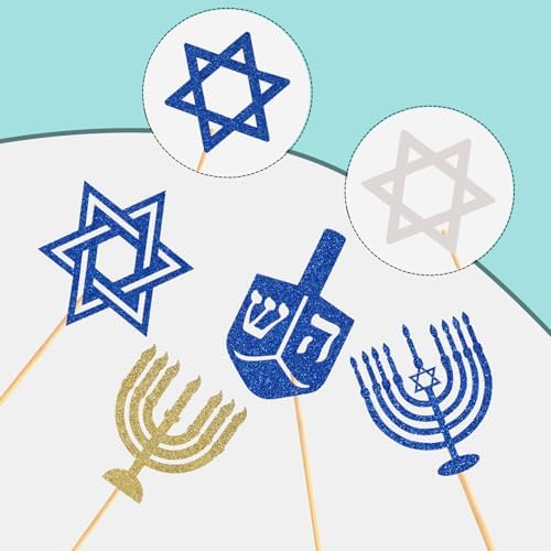 60 Pcs Hanukkah Cupcake Toppers Cake Decorations