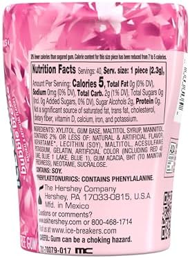 ICE BREAKERS Ice Cubes Bubble Breeze Sugar Free Chewing Gum Bottle, 3.24 oz (40 Pieces)