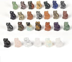 Justinstones Quartz Crystal Gemstone Carved Cat Sculpture Animal Kitten Cat Statue 30mm Mini Crystal Sit Cat Figurine Smooth Cute Small Cat Energy Crystal Decor Gift(Pack of 12)