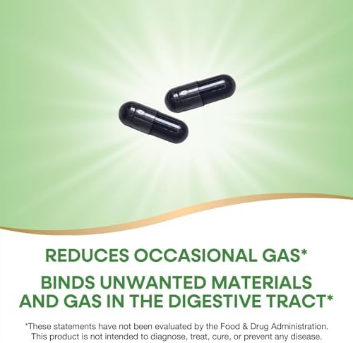 Nature's Way Activated Charcoal, Binds Unwanted Materials and Gas in the Digestive Tract*, 560 mg per 2-Capsule Serving, 100 Capsules (Packaging May Vary)