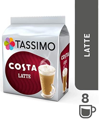 Tassimo Costa Coffee Selection - Costa Latte/Costa Caramel Latte/Costa Americano/Costa Cappuccino - 5 Packs (48 Drinks)