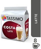 Tassimo Costa Coffee Selection - Costa Latte/Costa Caramel Latte/Costa Americano/Costa Cappuccino - 5 Packs (48 Drinks)