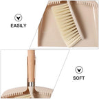 Cabilock Mini Broom and Dustpan Set 2pcs Wooden Handle Desktop Cleaning Brush and Shovel Combo for Home Office Table Dust Removal