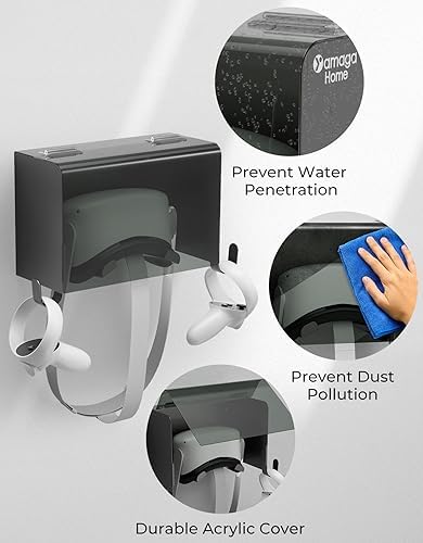 yamagahome VR Stand, VR Headset Holder Wall Mount, VR Storage Rack with Hooks for Quest 2 Pro Quest 3, Valve Index, PSVR 2, HTC Vive, Pico 4, Pimax VR MR XR Headsets and Controllers